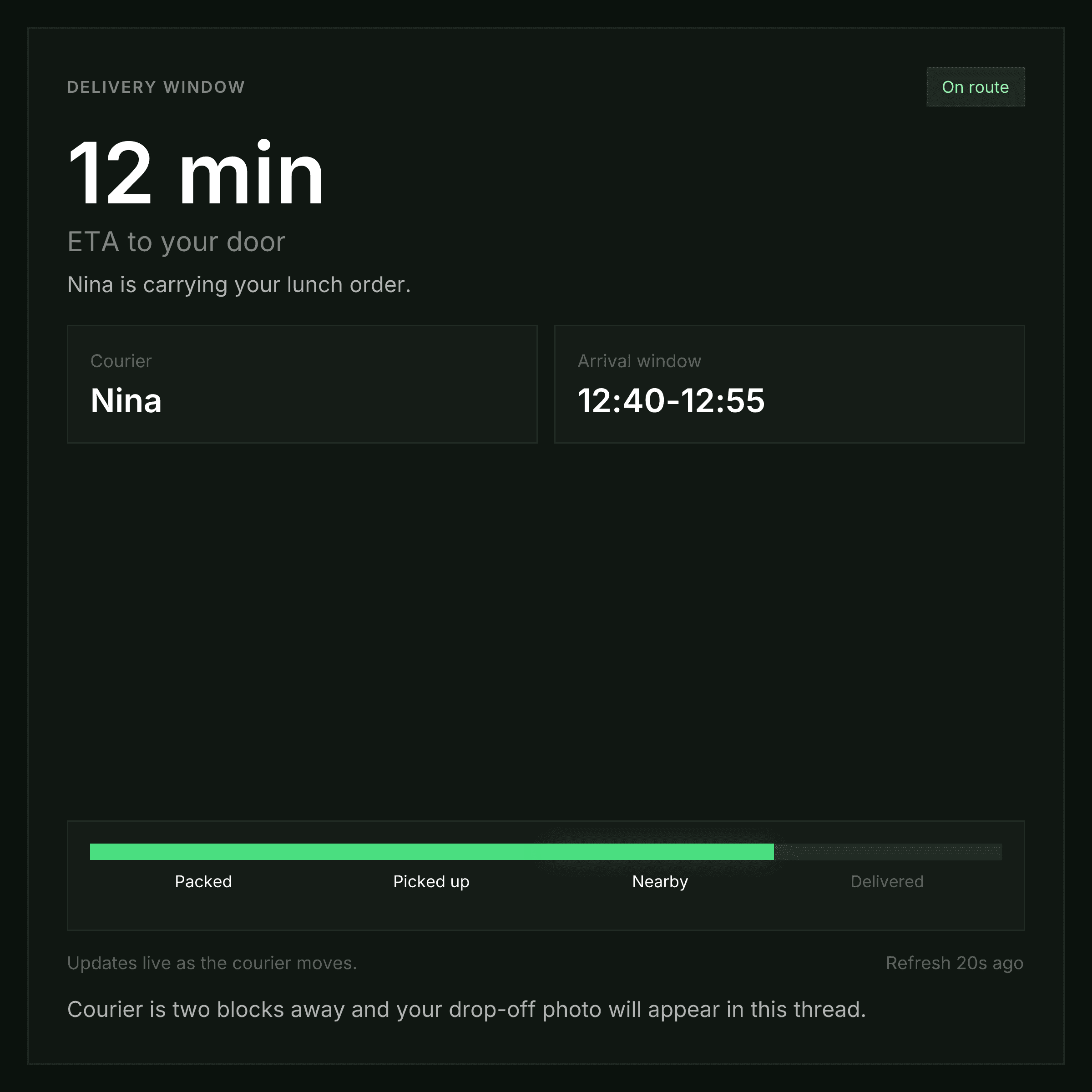 Delivery update